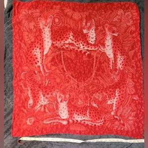 Ferragamo cheetah scarf - Red silk retro scarf
